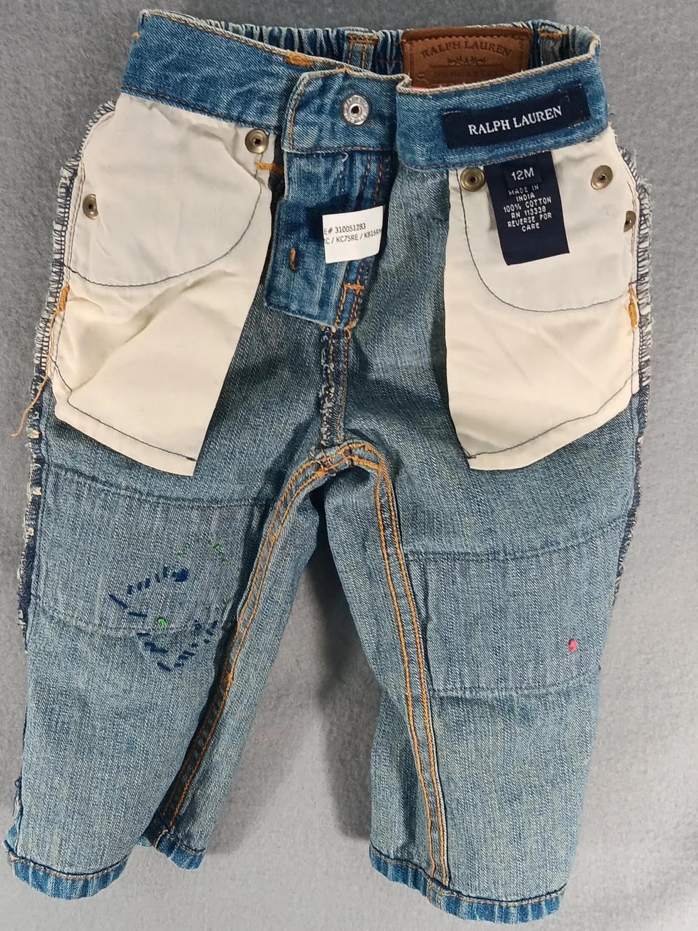 Ralph Lauren Dungarees Jeans Size 18 Months Baby Boys Girls Patches Y2K 90s Rare
